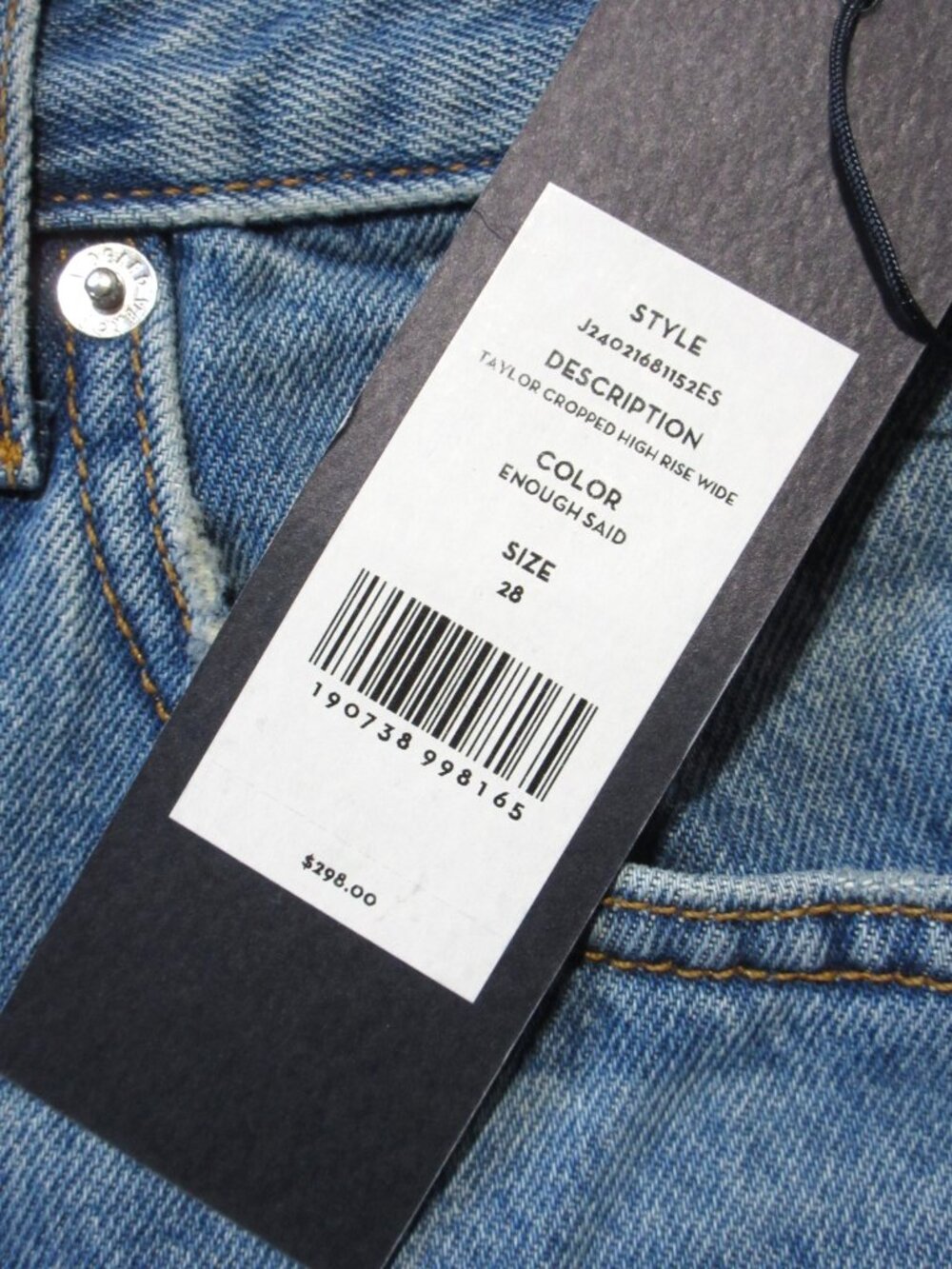 NWT Veronica Beard Taylor in Enough Said High Rise Wide-Leg Cropped Jeans 28 - Picture 7 of 12